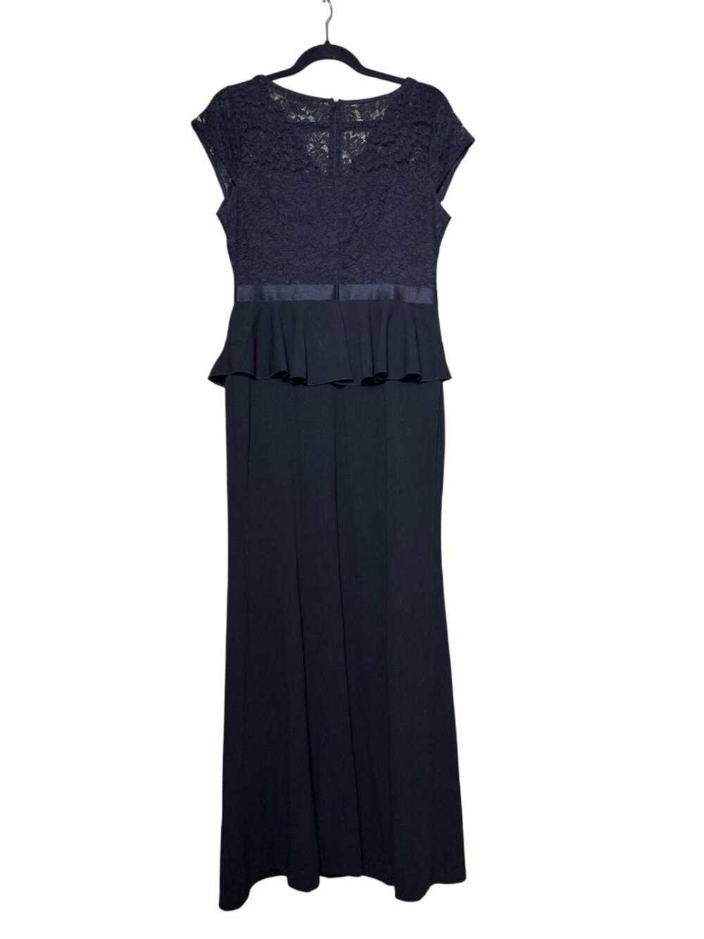 MISSMAY Elegant Floral Lace Ruffle Split Cocktail Party Long Dress Large, Black - Picture 2 of 4
